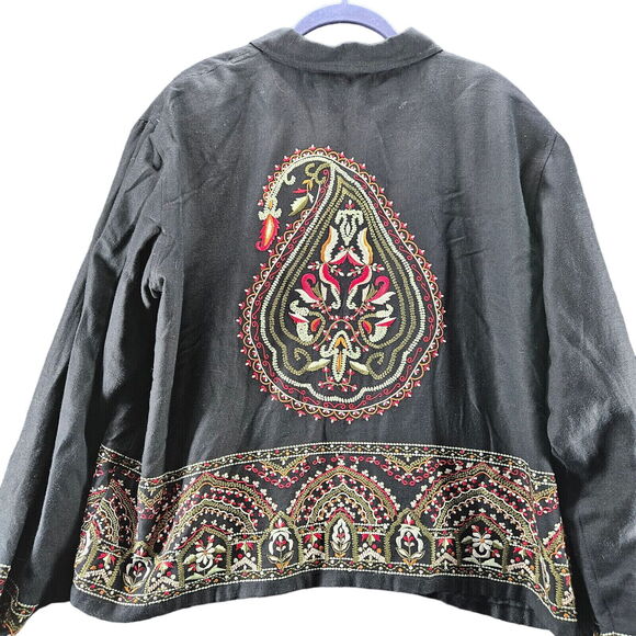 Crossing Pointe Womens Jacket Multi-Color Size Large Rayon Blend Embroidered - Picture 2 of 14